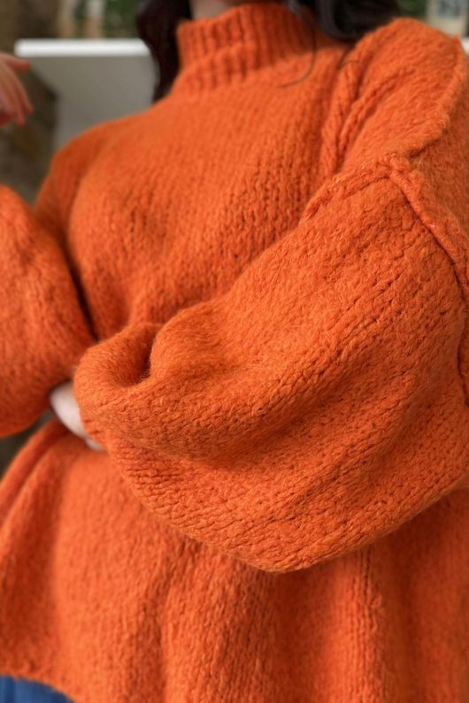 Big Softie Funnel Grunge Knit Marmalade 